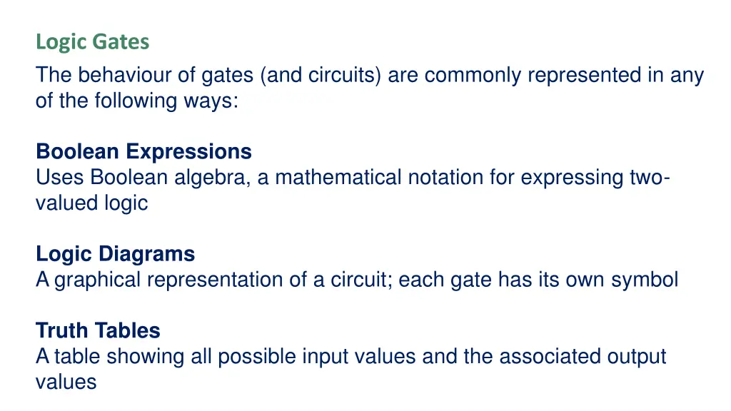 logic gates the behaviour of gates and circuits