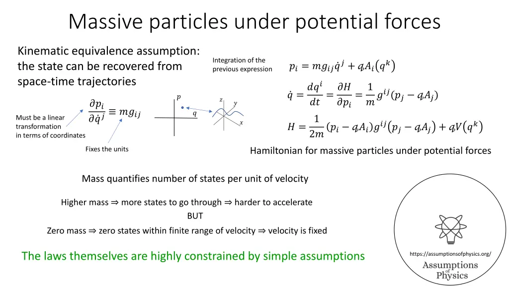 massive particles under potential forces