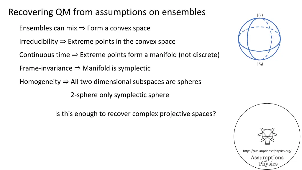 recovering qm from assumptions on ensembles