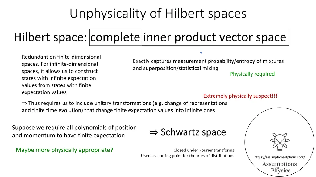 unphysicality of hilbert spaces
