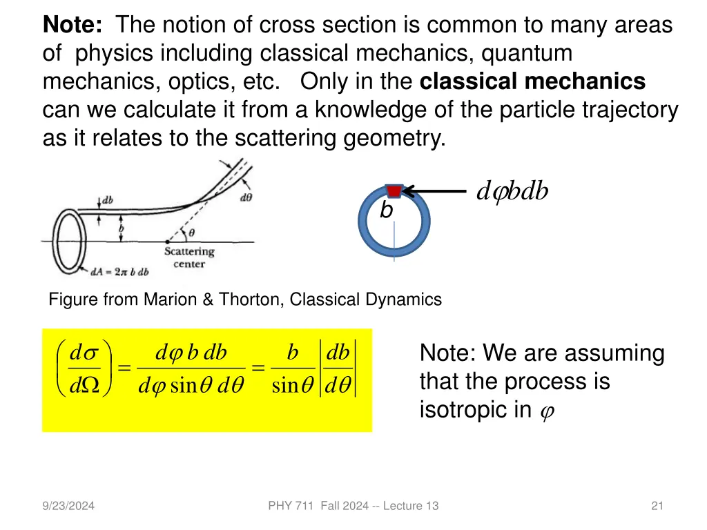 note the notion of cross section is common
