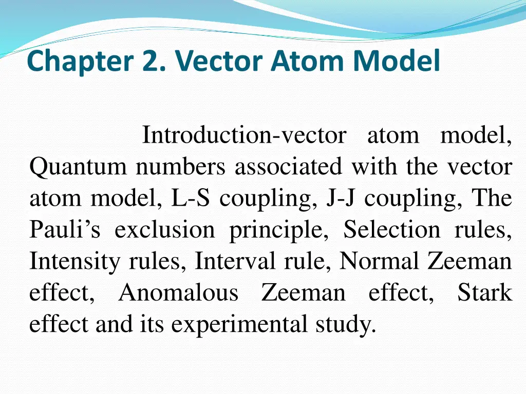 chapter 2 vector atom model