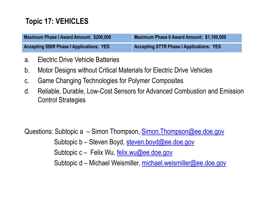topic 17 vehicles