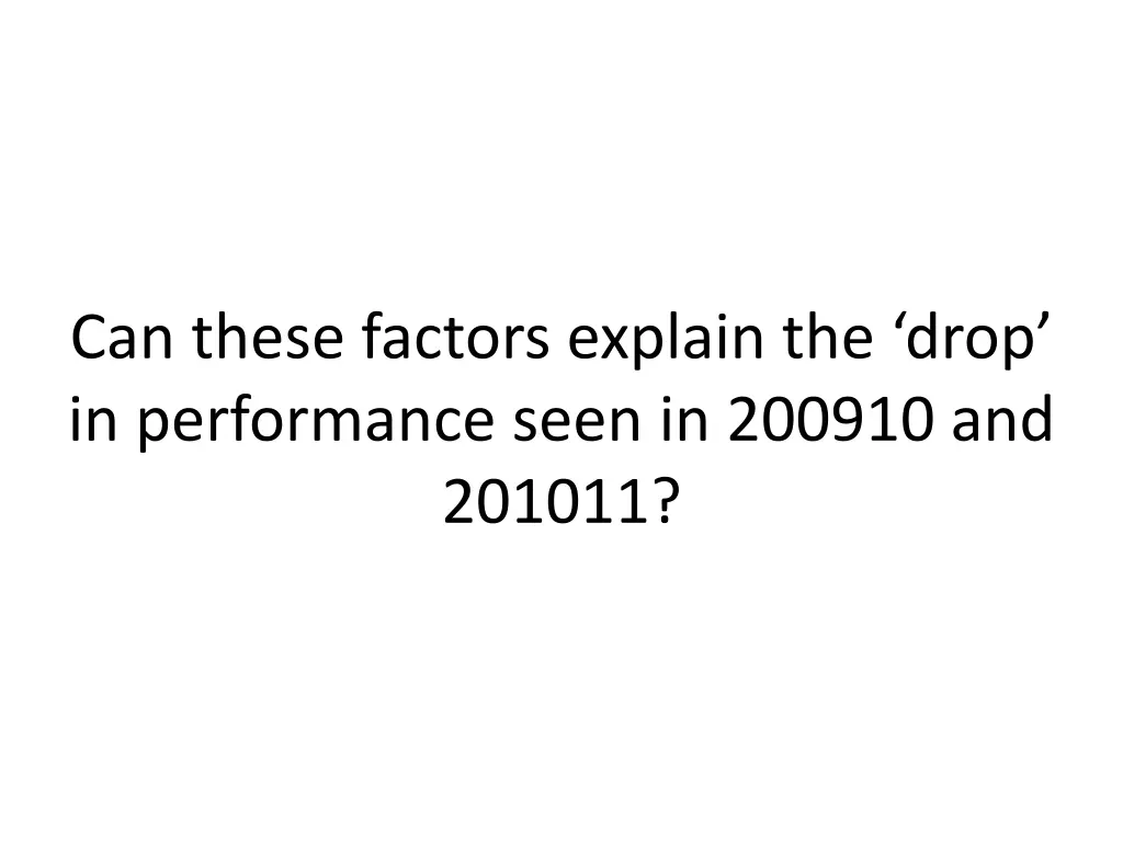 can these factors explain the drop in performance