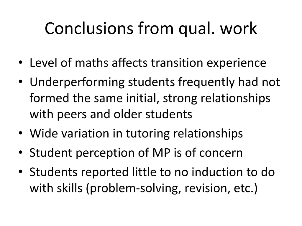 conclusions from qual work