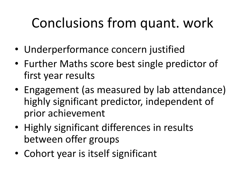 conclusions from quant work