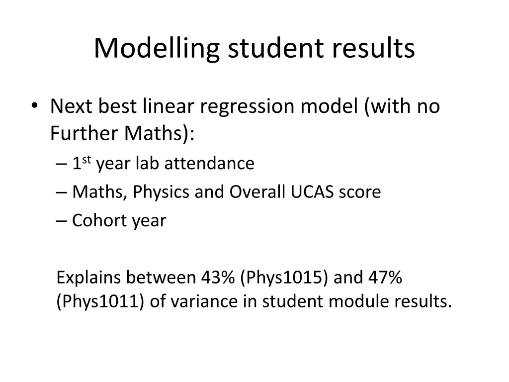 modelling student results 1