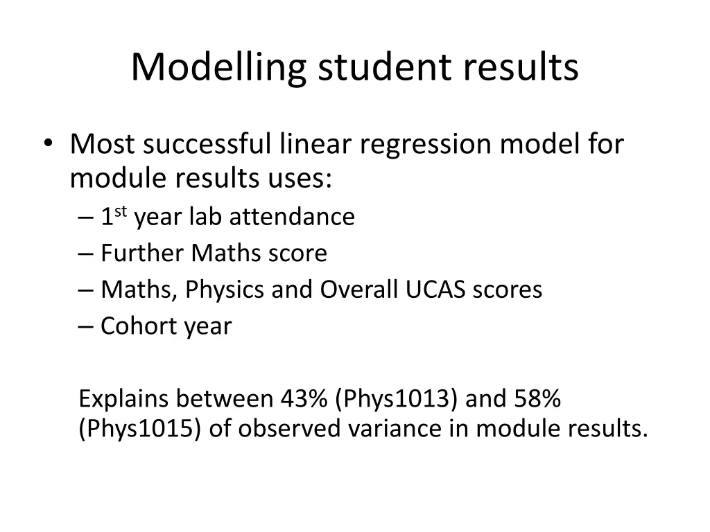 modelling student results