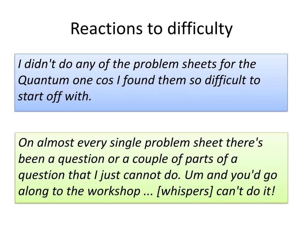 reactions to difficulty