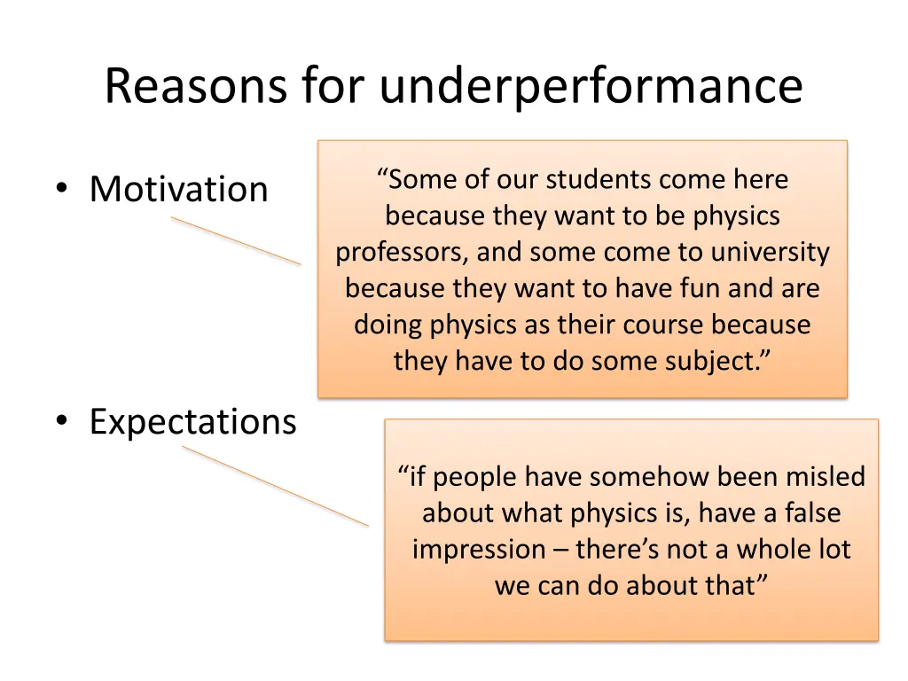 reasons for underperformance 1