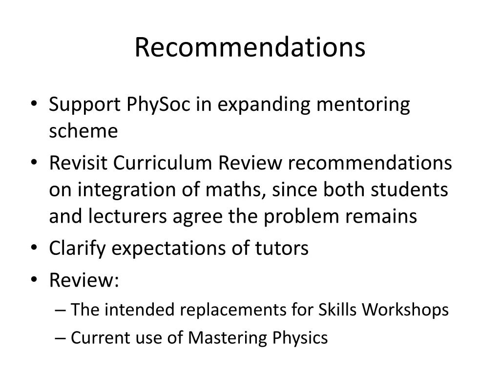 recommendations