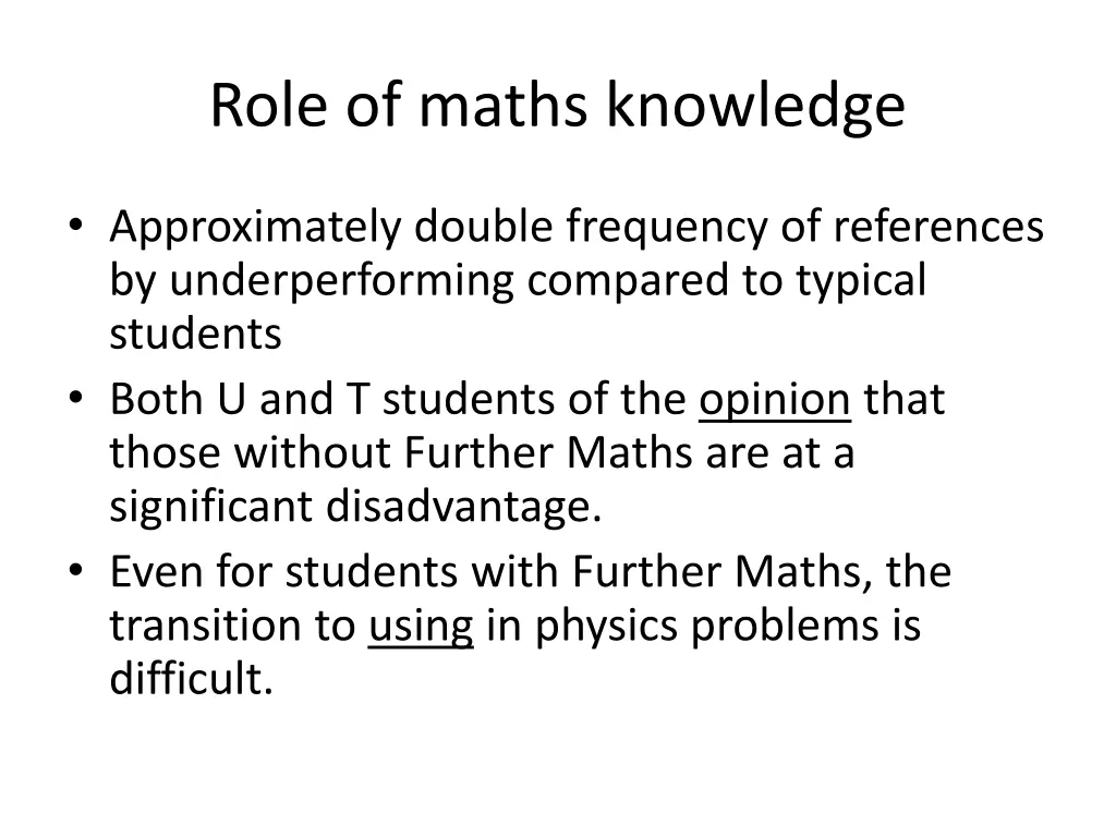 role of maths knowledge