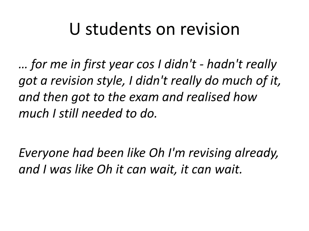 u students on revision