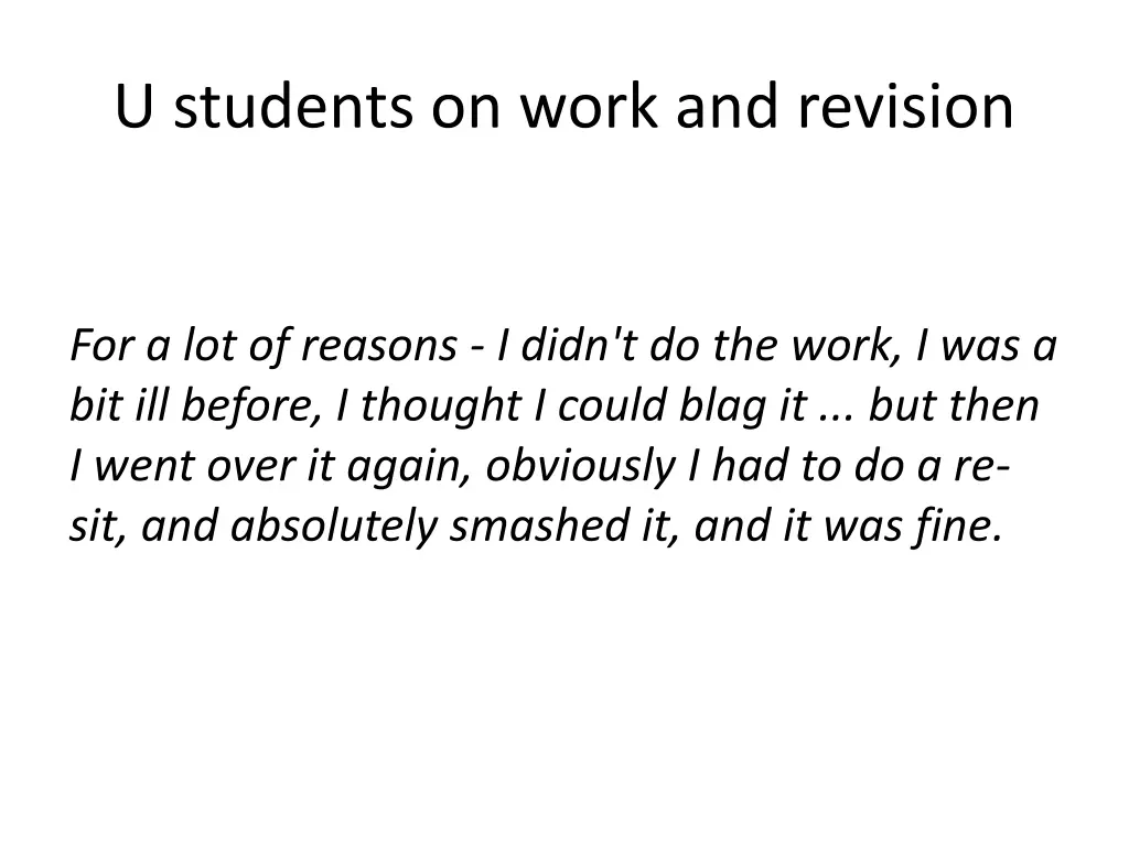 u students on work and revision