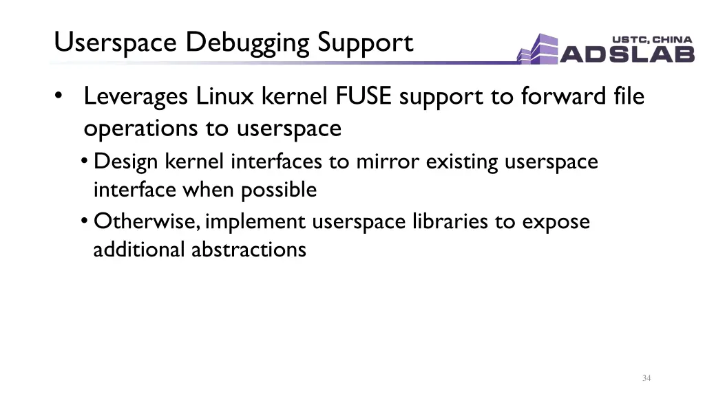userspace debugging support 1