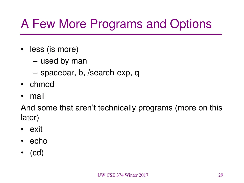 a few more programs and options