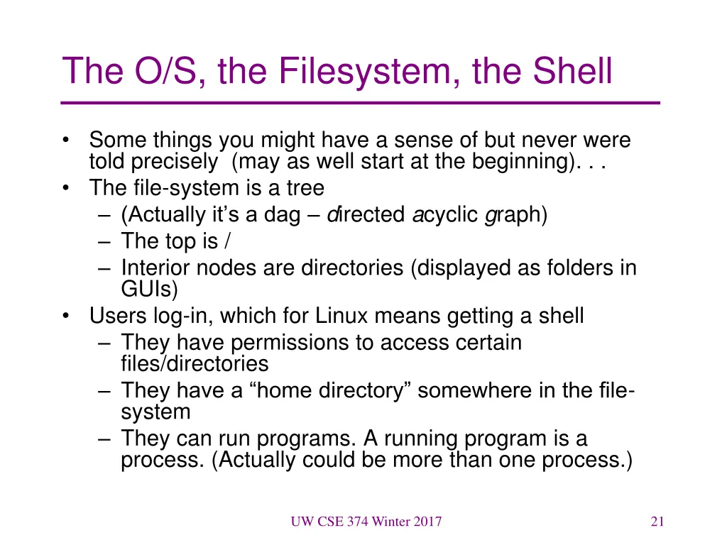 the o s the filesystem the shell