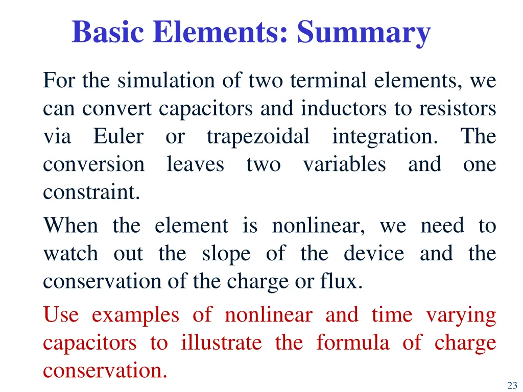 basic elements summary