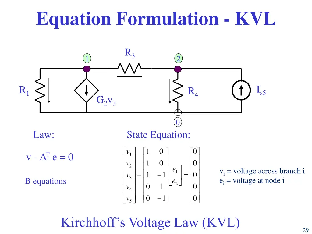 equation formulation kvl