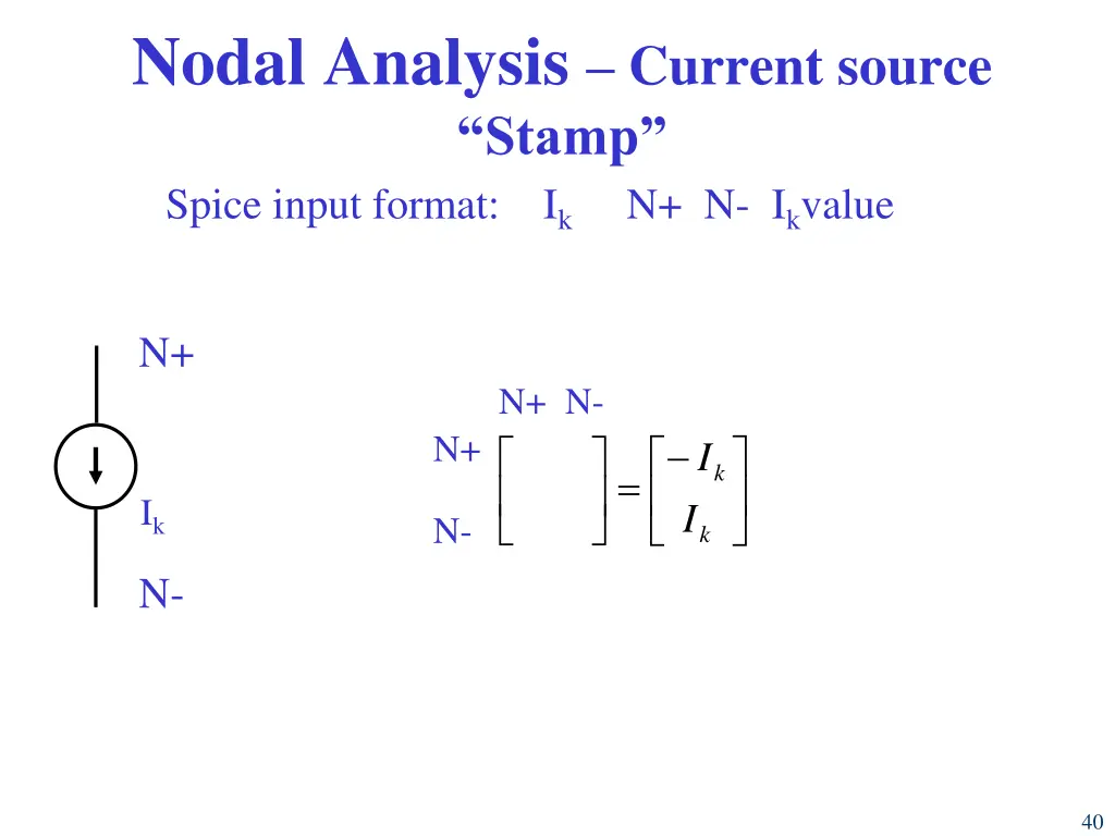 nodal analysis current source stamp