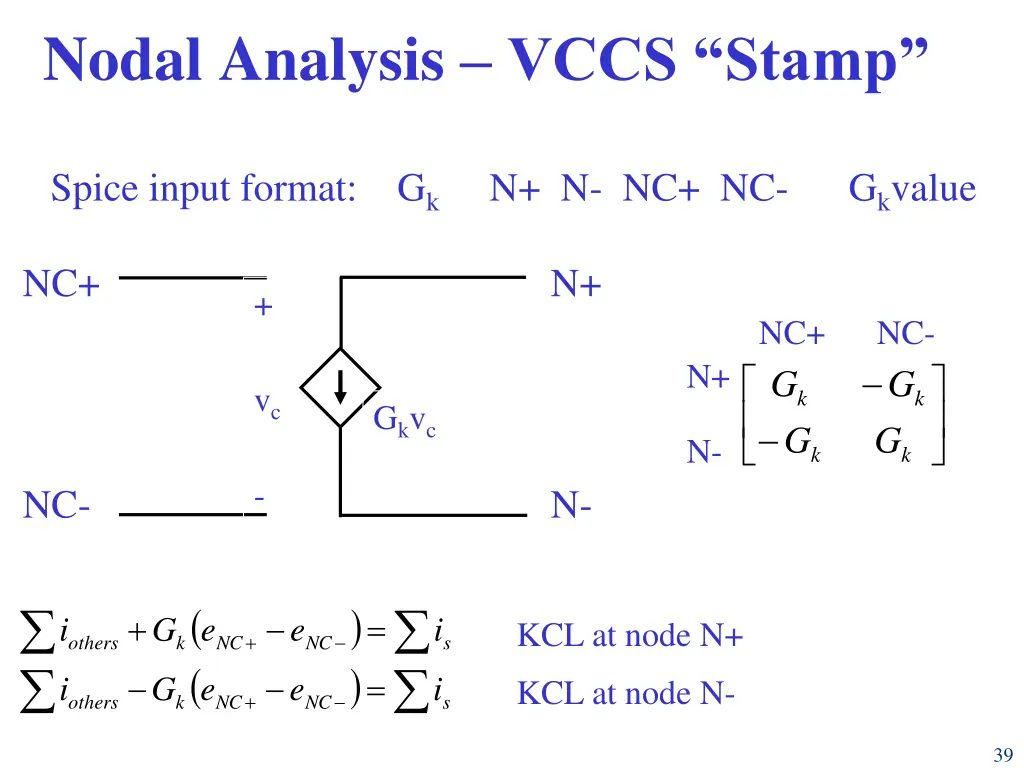 nodal analysis vccs stamp