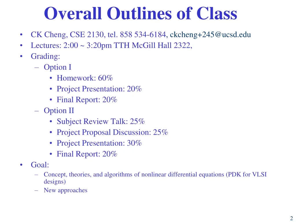 overall outlines of class