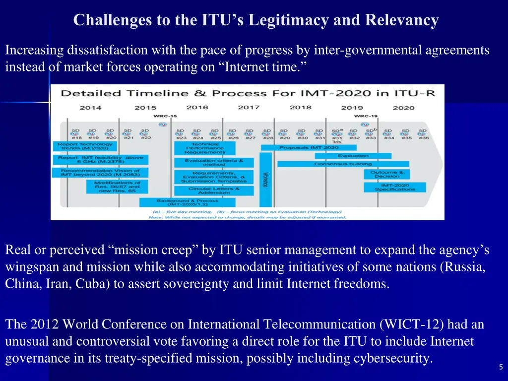 challenges to the itu s legitimacy and relevancy