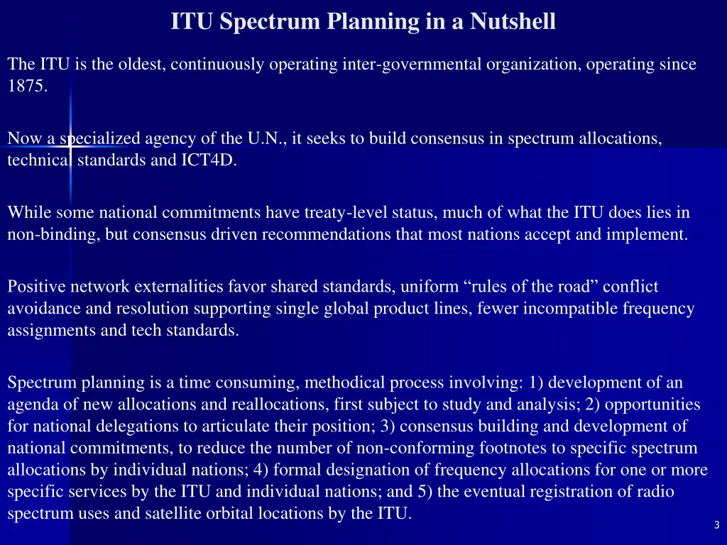 itu spectrum planning in a nutshell