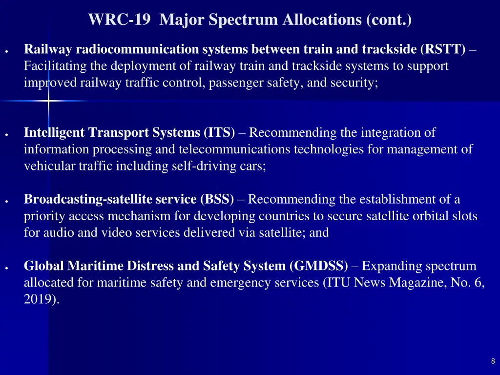 wrc 19 major spectrum allocations cont
