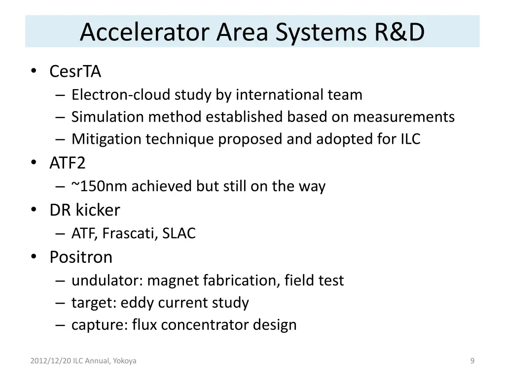 accelerator area systems r d
