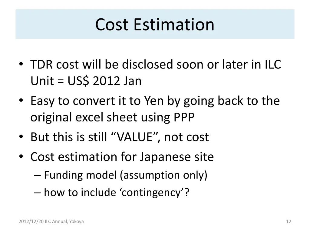 cost estimation