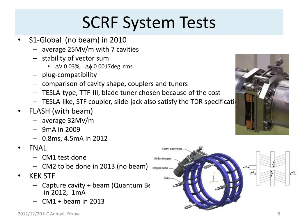 scrf system tests s1 global no beam in 2010