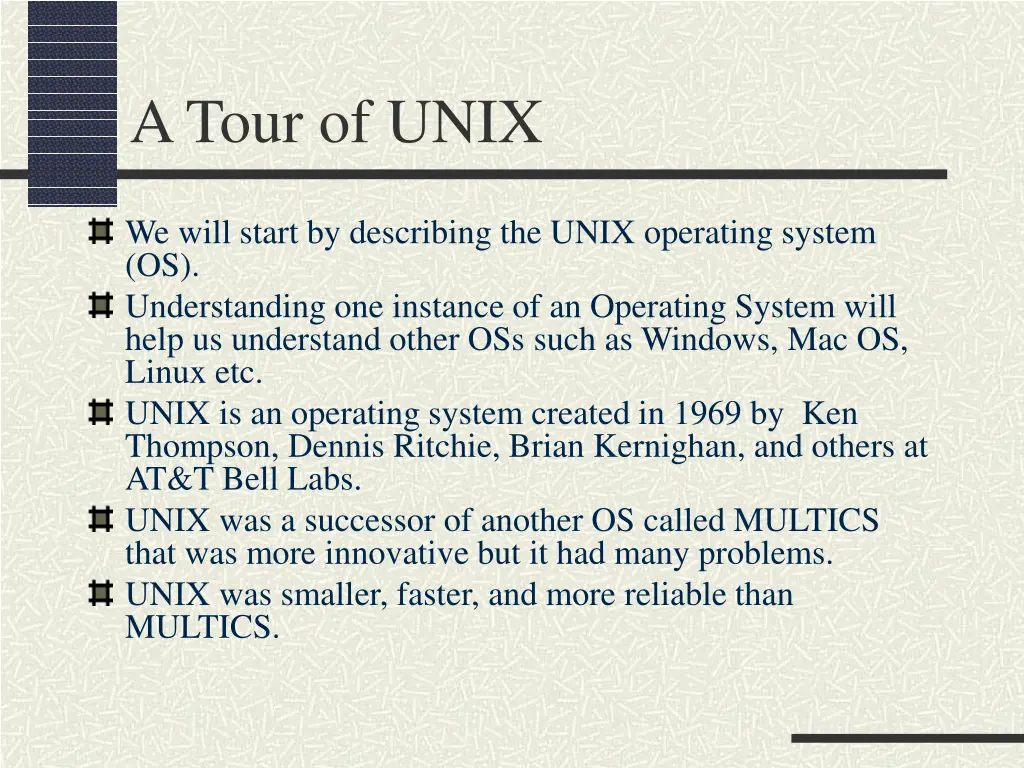 a tour of unix