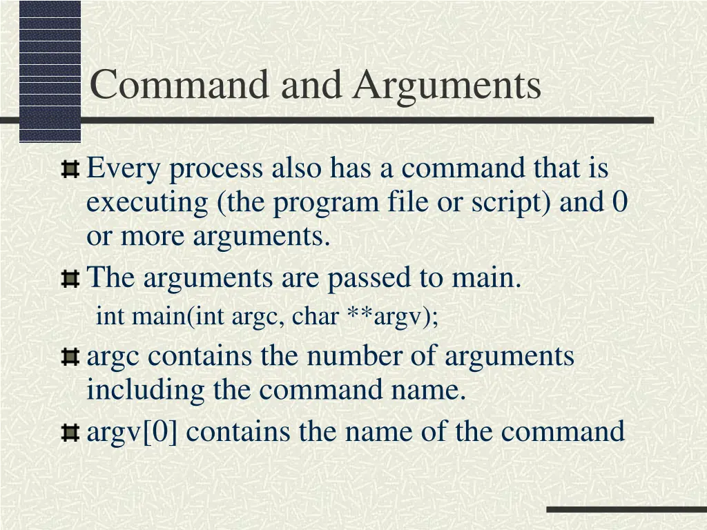 command and arguments