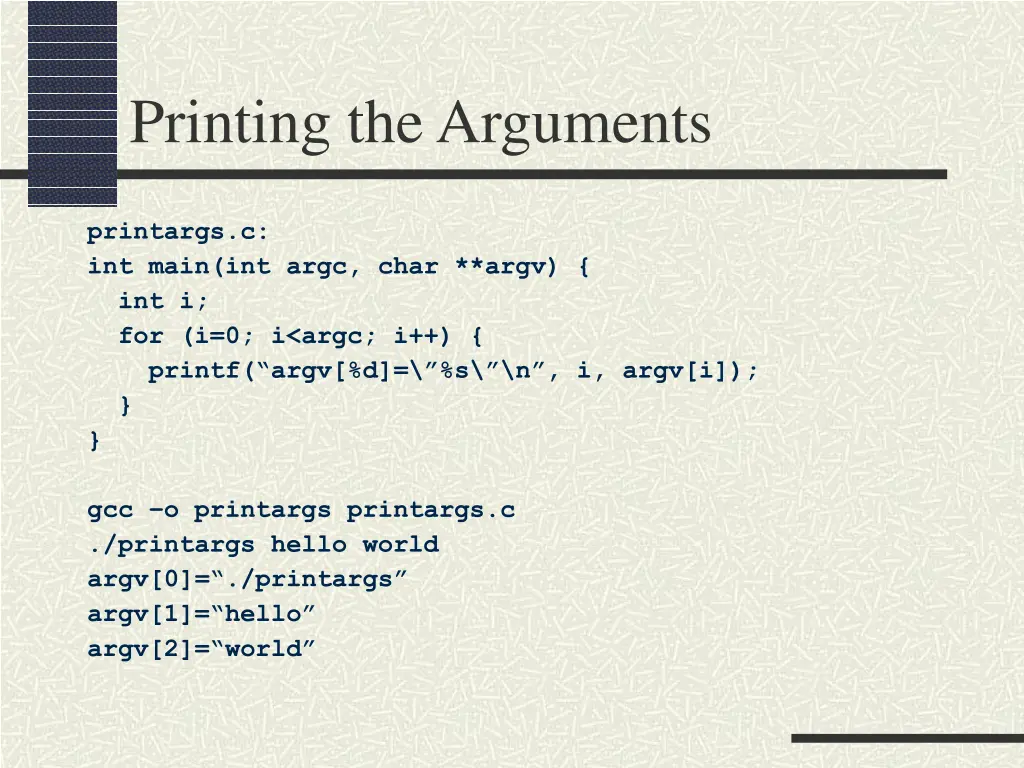 printing the arguments