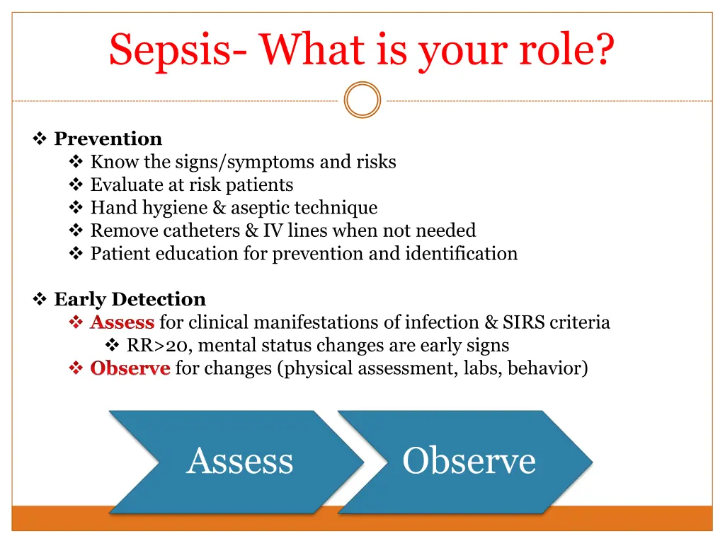 sepsis what is your role