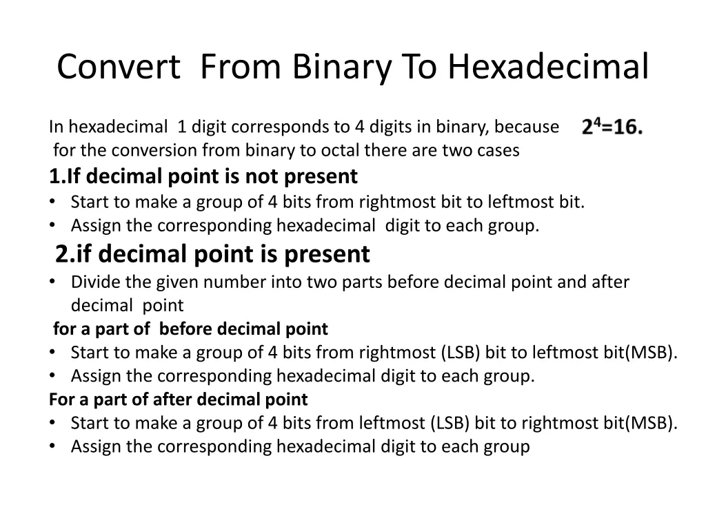 convert from binary to hexadecimal
