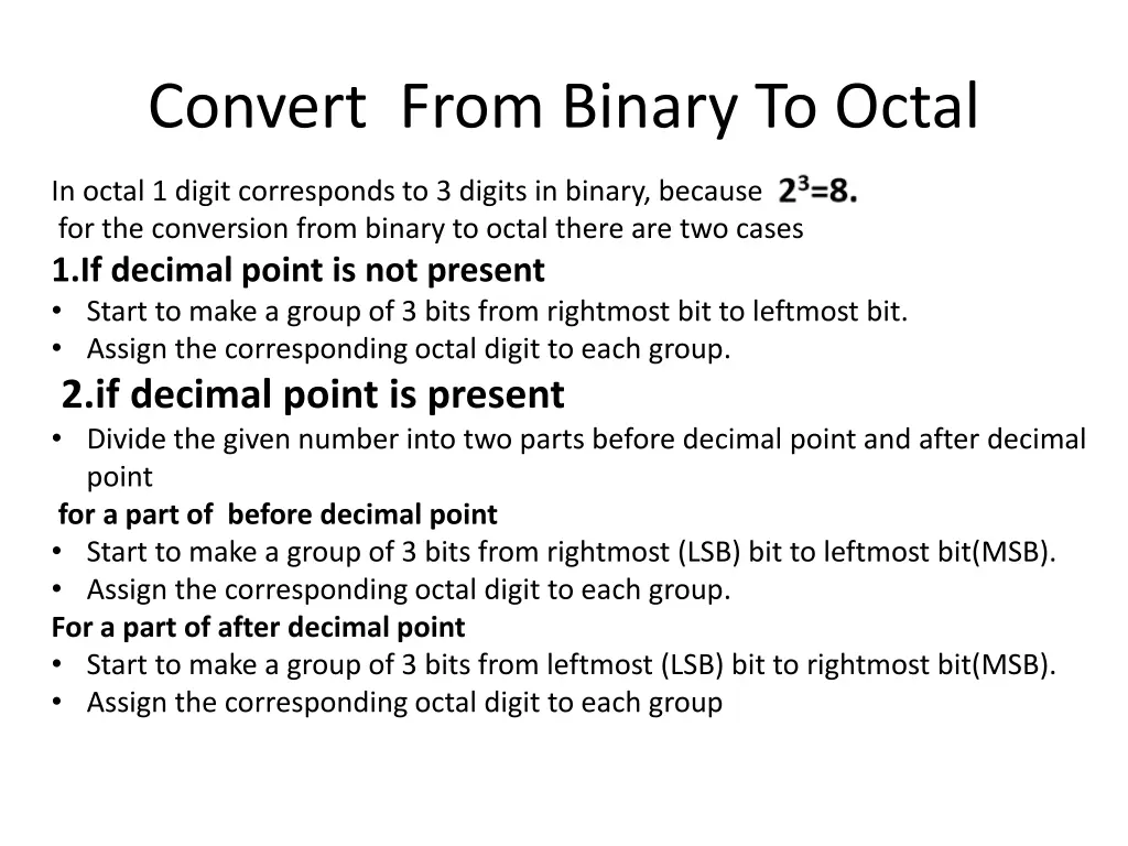 convert from binary to octal