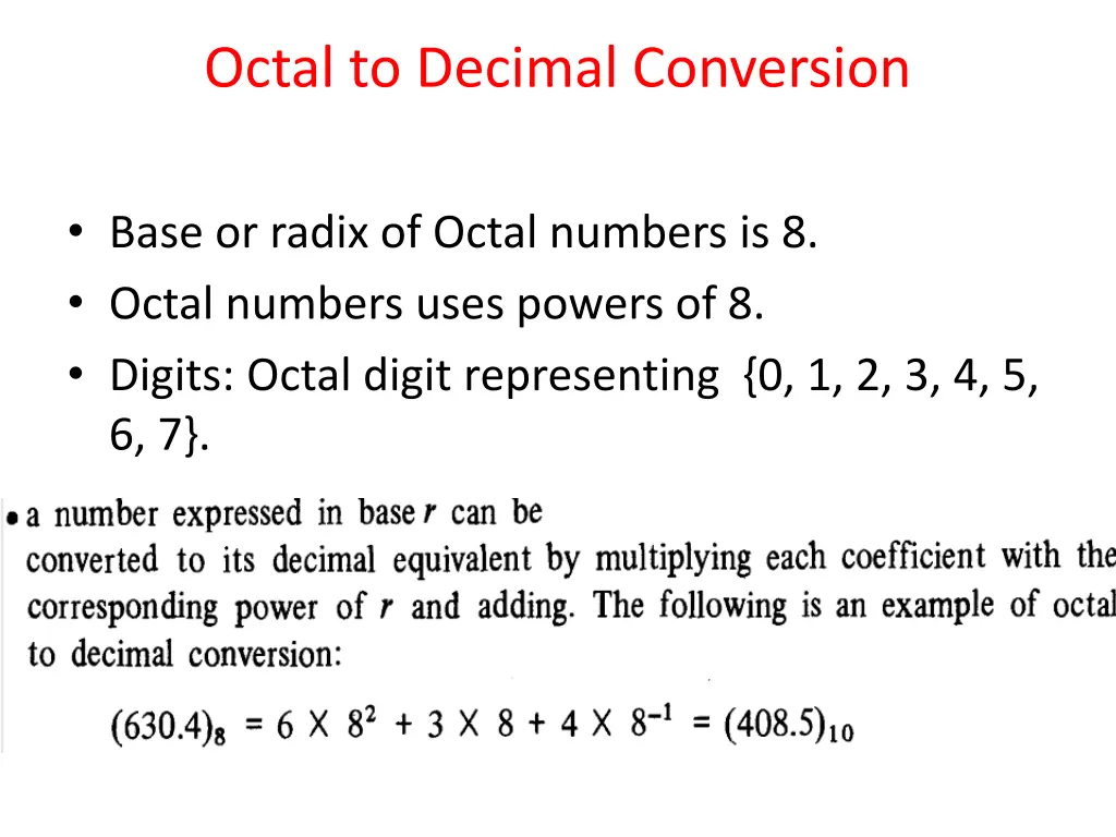 octal to decimal conversion