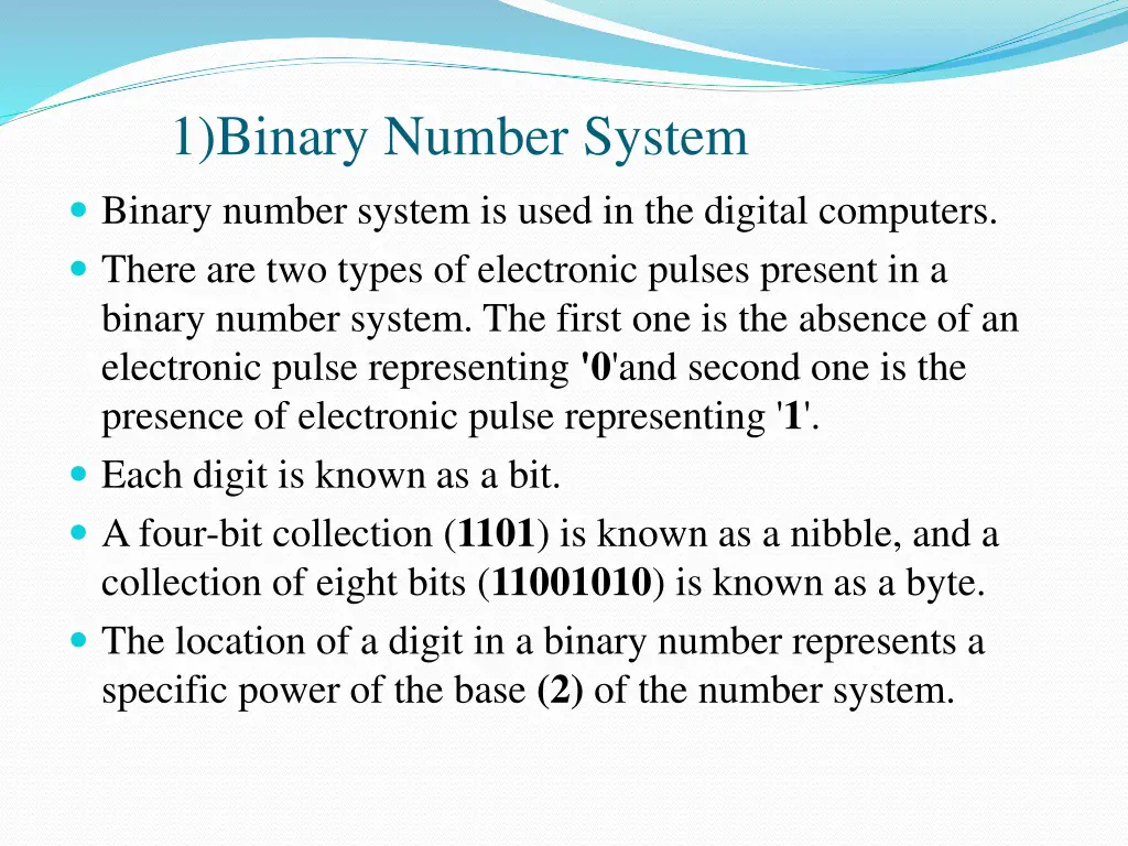 1 binary number system