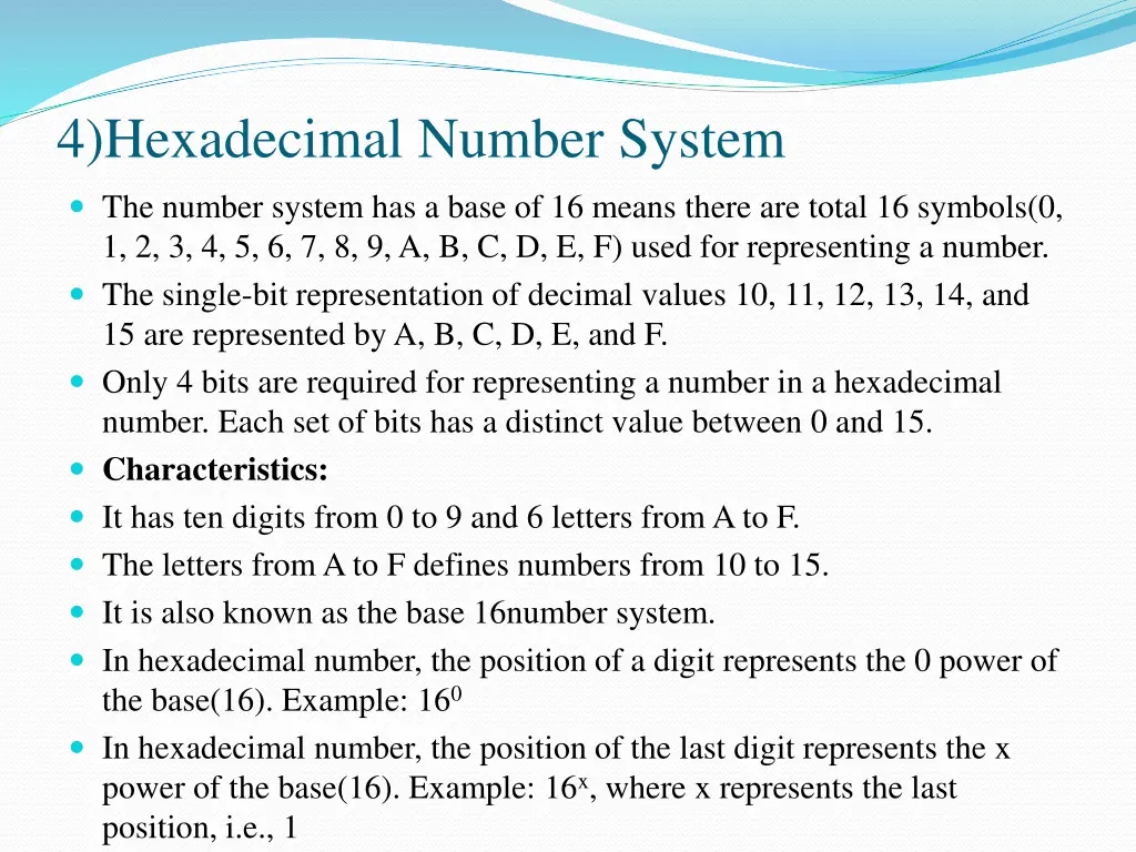 4 hexadecimal number system