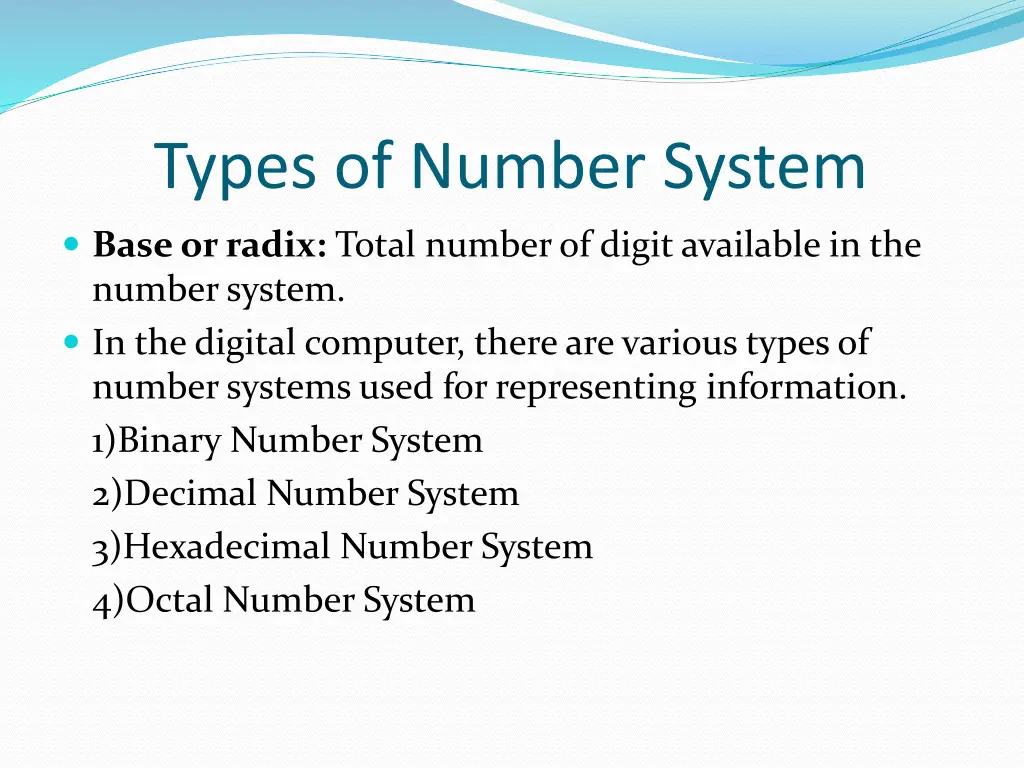 types of number system