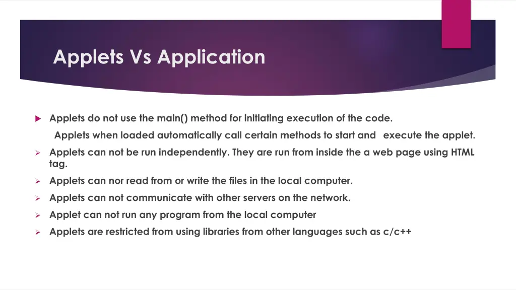 applets vs application
