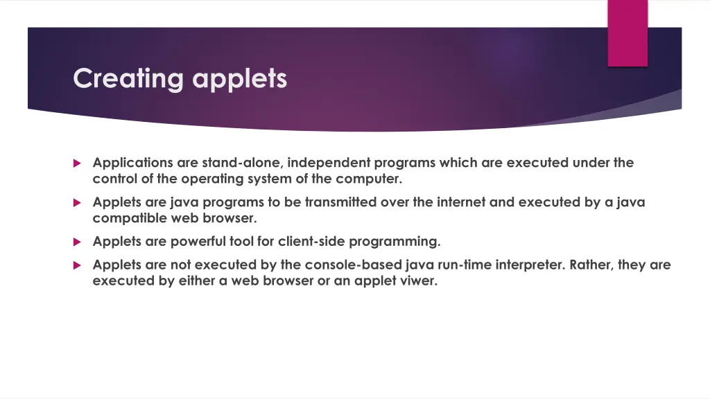 creating applets