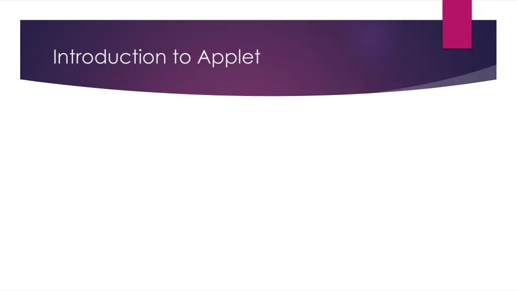 introduction to applet