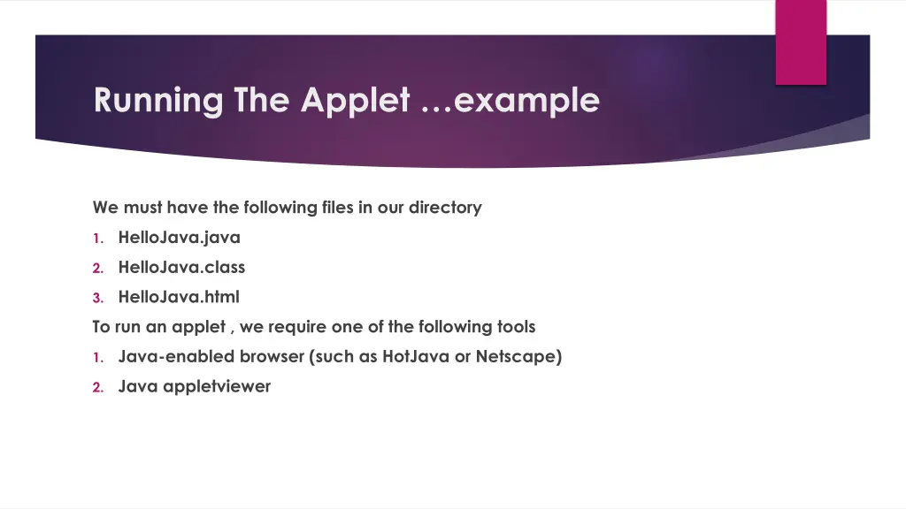 running the applet example