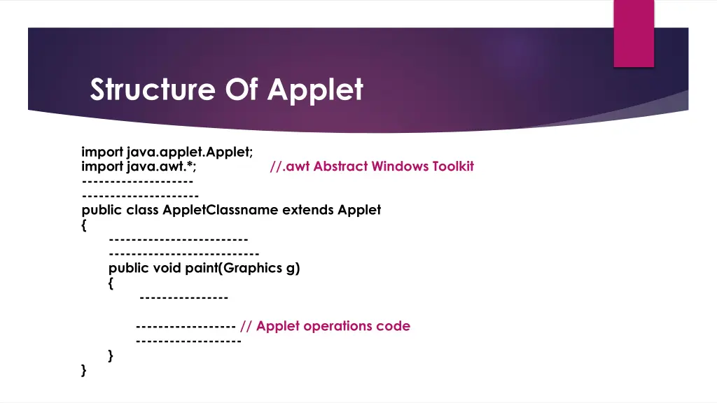 structure of applet