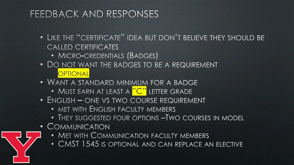 feedback and responses
