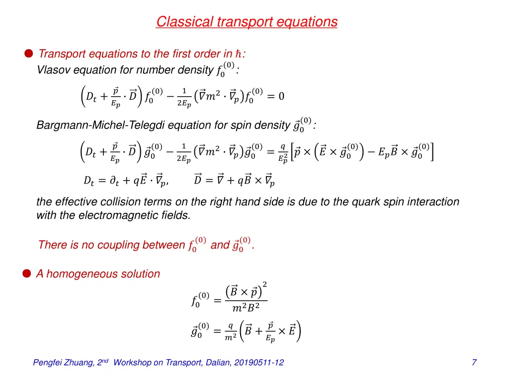 classical transport equations