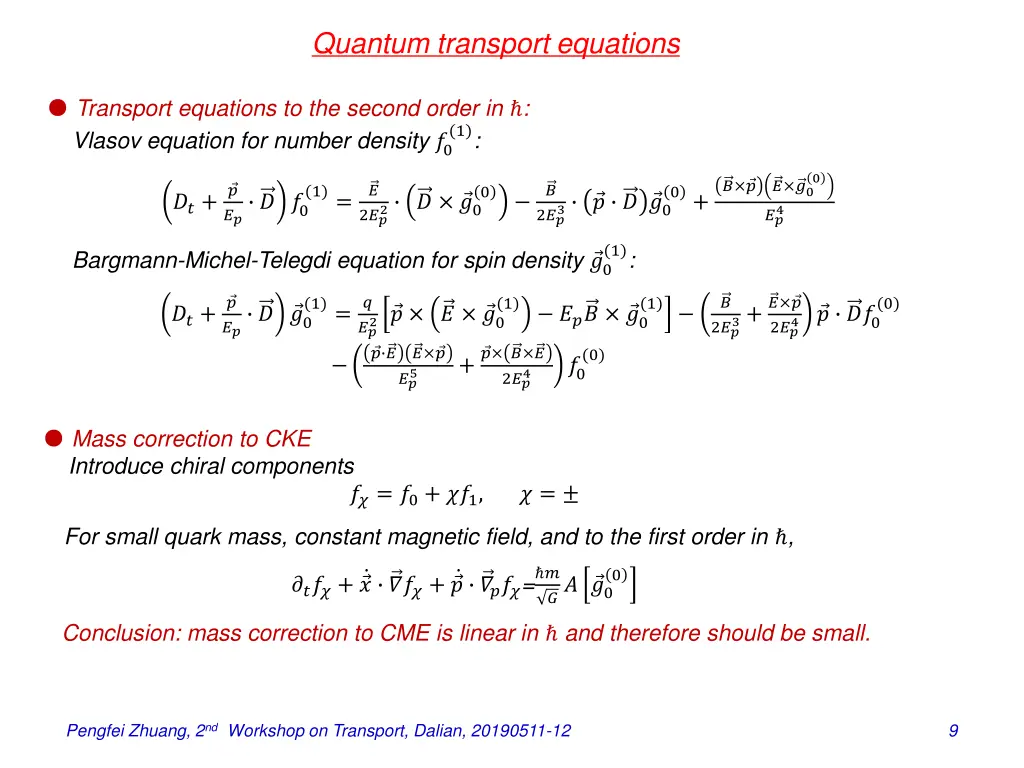 quantum transport equations